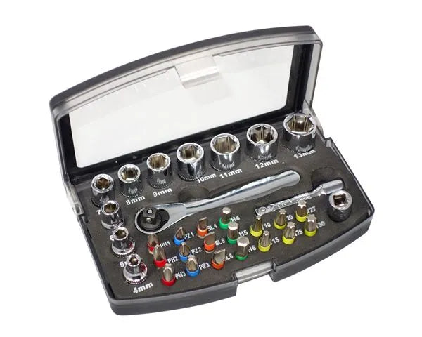 Regin REGK90 micro socket and bit set 31 piece (1/4” sq drive)