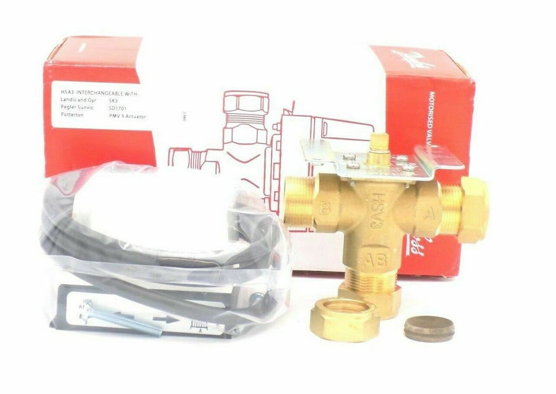 DANFOSS CENTRAL HEATING 3 PORT MOTORISED VALVE 22MM 4 WIRE HEAD AND BODY HS3 NEW